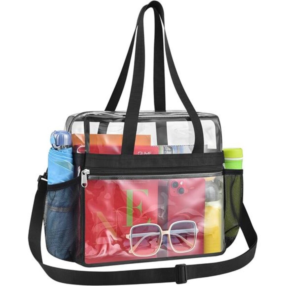 Clear Bag for Stadium Events 12x6x12, Clear Tote Bag with Reinforced Strap